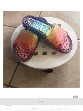 Melissa Rainbow Leopard Print Jelly Slide Sandals - Multicolor